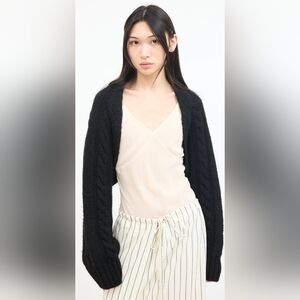 Wool Cable Knit Bolero Cardigan